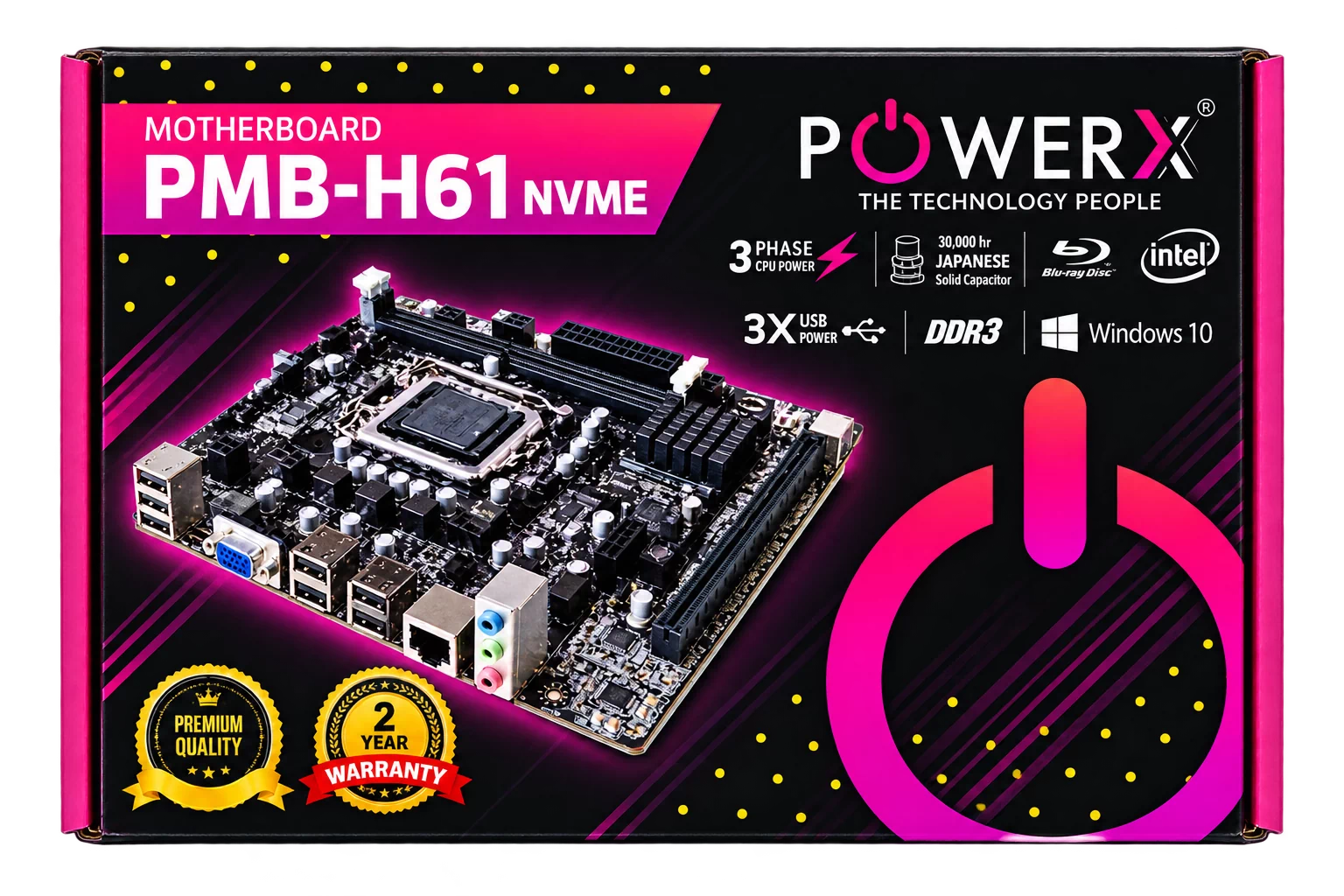 POWERX PMB-H61 NVMe Motherboard
