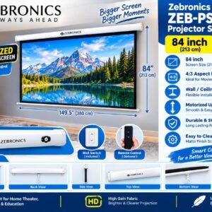 ZEBRONICS MOTORIZED PROJECTOR SCREEN---Zeb PSM84A